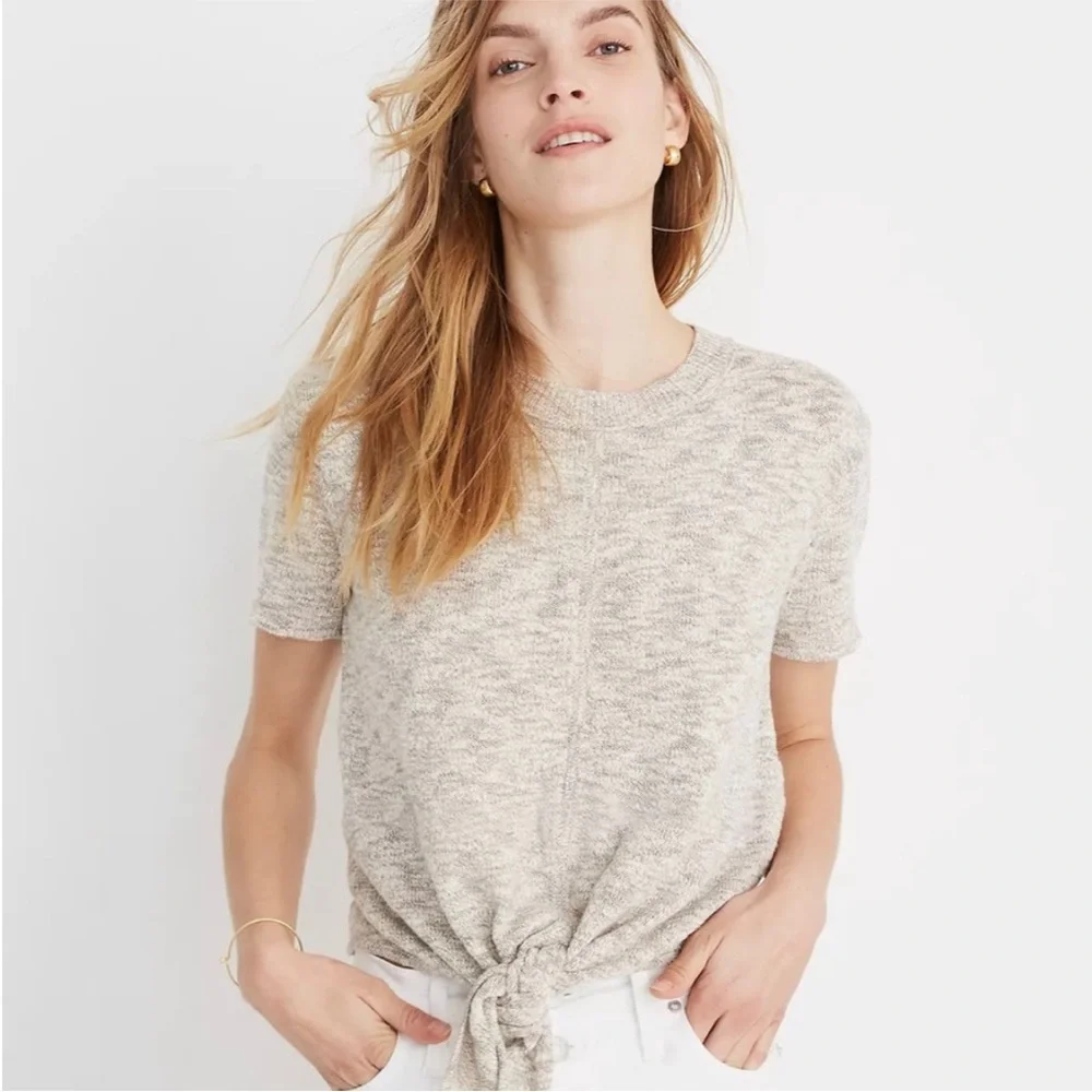 Madewell Tie Front Short Sleeve Sweater M - Picture 1 of 9